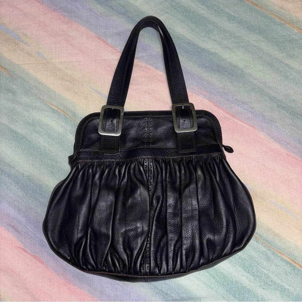 Cole Haan Village Soft Rouched Satchel Black
